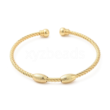 Rack Plating Brass Oval Beaded Cuff Bangle for Women BJEW-M298-13G-1