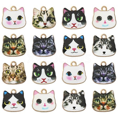 45Pcs 9 Styles Printed Alloy Pendants ENAM-CJ0003-46-1