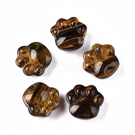 Natural Tiger Eye Cat Paw Print Figurines DJEW-N003-03D-1