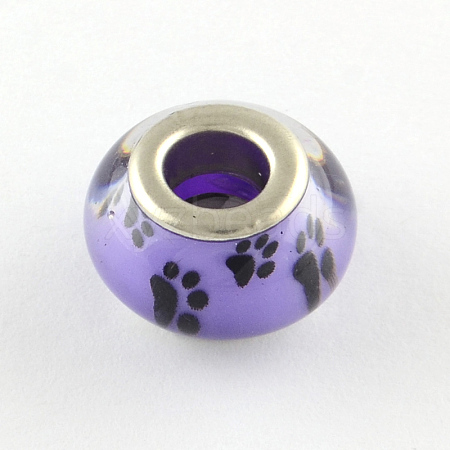 Large Hole Dog Paw Prints Pattern Resin European Beads OPDL-Q129-225A-1