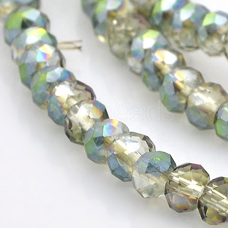 Half Rainbow Plated Faceted Rondelle Electroplate Glass Beads Strands GLAA-A024C-HR01-1