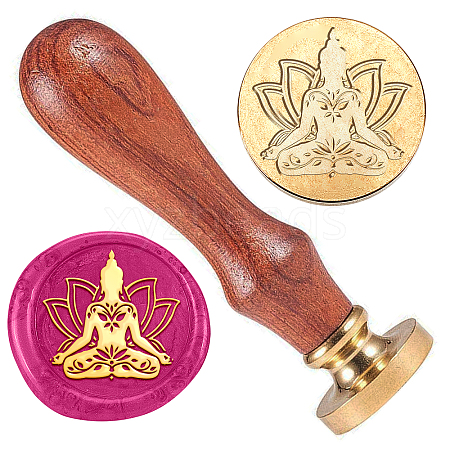 Retro Chakra Golden Tone Brass Sealing Wax Stamp Head AJEW-WH0208-818-1