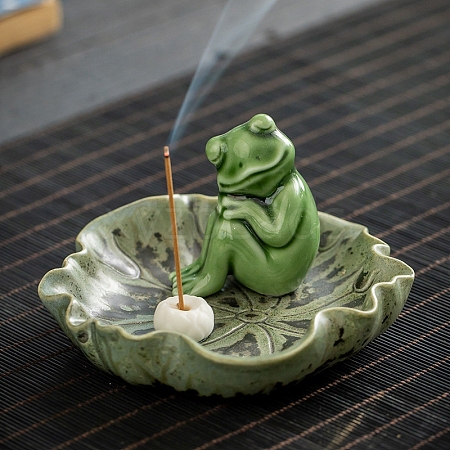 Frog & Lotus Leaf Porcelain Incense Burners PW-WG0B4A2-01-1