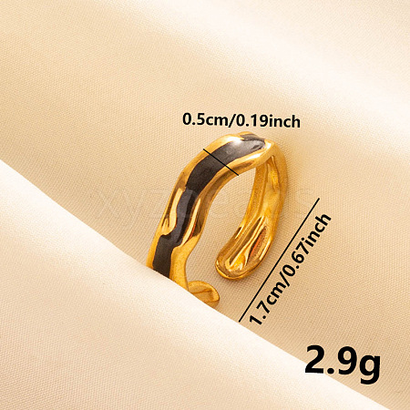 Stylish 304 Stainless Steel Enamel Cuff Ring UV8723-6-1