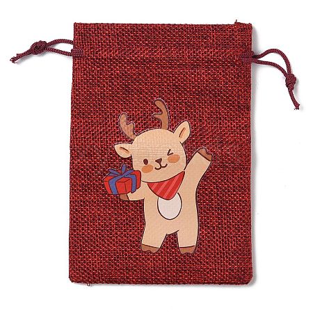 Christmas Theme Jute Cloth Storage Bags ABAG-F010-01A-01-1