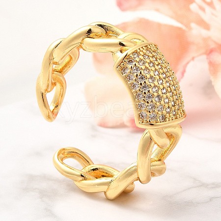 Brass Micro Pave Cubic Zirconia Cuff Rings RJEW-U035-03G-1