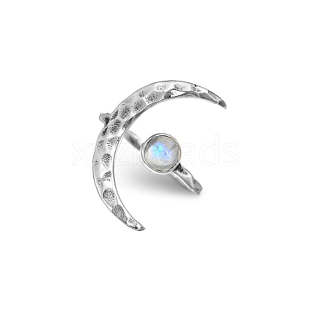 Alloy Resin with Crescent Moon Open Cuff Ring PW23031684096-1-1