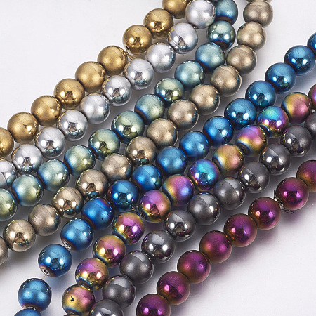 Electroplate Non-Magnetic Synthetic Hematite Beads G-F585-A-10mm-1