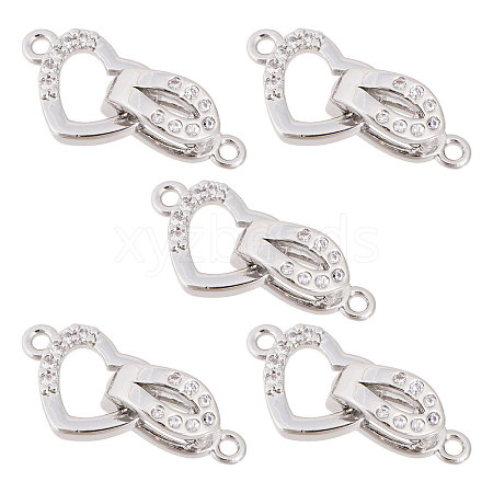 CHGCRAFT 5 Sets Brass Micro Pave Clear Cubic Zirconia Fold Over Clasps KK-CA0002-67P-1