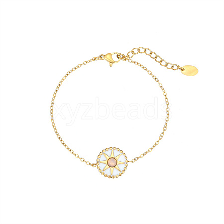 Stylish Stainless Steel Gold-Plated Cat Eye Necklace and Bracelet UJ8969-3-1