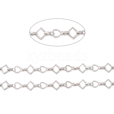 Non-Tarnish 304 Stainless Steel Rhombus & Heart Link Chains CHS-F017-08P-1