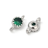 Brass Cubic Zirconia Flat Round Connector Charms KK-H204-02P-02-2