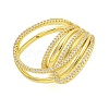 Brass Micro Pave Clear Cubic Zirconia Cuff Finger Rings RJEW-B069-06G-1