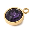 Birthstone Theme February 304 Stainless Steel Pendants STAS-K239-01G-A02-2