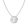 Flat Round with Star 925 Sterling Silver Micro Pave Cubic Zirconia Pendant Necklaces NJEW-K279-04MS-2