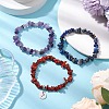 3Pcs 3 Styles Natural Amethyst & Lapis Lazuli &  Red Jasper Chips Stretch Bracelets Sets BJEW-JB11076-11-3