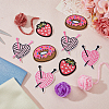 HOBBIESAY 16Pcs 4 Style Strawberry Donut Heart Nylon Computerized Embroidery Cloth Iron On Patches PATC-HY0001-36-4