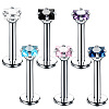 Square 304 Stainless Steel Cubic Zirconia 15 Gauge Threadless Labrets for Women Men FS-WG03966-03-1