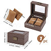 2-Slot Wood Covered with PU Leather Watch Storage Boxes with Glass Visible Window Hinged Lids and Lint Pillows Inside CON-WH0113-10A-2