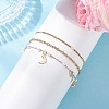 Round ABS Imitation Pearl Beaded Chains & 304 Stainless Steel Cable Chains Stackable Bracelets for Women BJEW-JB12452-03-3