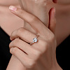 Flat Round Rhodium Plated 925 Sterling Silver Moissanite Finger Rings for Women WG84544-18-2