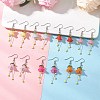 304 Stainless Steel Acrylic Flower Dangle Earrings EJEW-JE06724-1