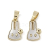 Brass Pave Natural Shell Flower Rabbit Charms with Snap on Bails KK-Z078-23G-1