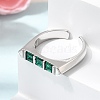 Brass Micro Pave Cubic Zirconia Cuff Open Rings for Women RJEW-L343-02P-02-3