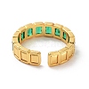 Rectangle Brass Micro Pave Cubic Zirconia Open Cuff Ring for Women RJEW-Z044-04G-04-3