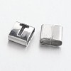 Tarnish Resistant Letter Style 201 Stainless Steel Square Slide Charms STAS-L132-02-1