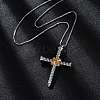 Brass Screw Cross Pendant Box Chain Necklaces for Women Men NJEW-C067-06P-3