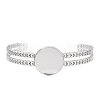 304 Stainless Steel Blank Cuff Bangle Bases with Flat Round Tray SA-CBA82C8-05C-P-2
