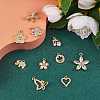 10Pcs 10 Style Rack Plating Brass Cubic Zirconia Charms ZIRC-SZ0002-25-4