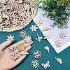 150Pcs Undyed Wood Pendants & Beads & Cabochons WOOD-SP0001-74-4