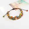 Alloy & Handmade Porcelain Bead Braided Bead Bracelets WG53770-01-2
