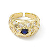 Cubic Zirconia Dome Open Cuff Ring RJEW-P079-09G-01-2