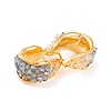 U-Shaped Brass & Glass Chips Hoop Earrings for Women EJEW-G391-03G-3