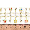 Brass Glass Butterfly Charm Link Chains CHC-T018-12A-G-3