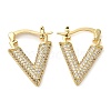 Triangle Brass Hoop Earrings with Clear Cubic Zirconia EJEW-Q791-03G-1