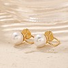 Simple and Elegant Vintage Brass Imitation Pearl Round Clip-on Earrings UF6874-2