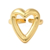 Heart Brass Finger Open Cuff Rings for Women RJEW-A048-20G-2