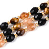 Natural Obsidian & Citrine & Tiger Eye Beads Strands G-N358-04A-05-2