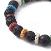 Dyed Natural Lava Rock Round & Disc Beaded Stretch Bracelets for Women BJEW-JB09667-3