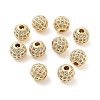 Round Brass Micro Pave Cubic Zirconia Beads ZIRC-N016-01G-8mm-1