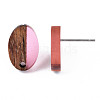 Resin & Walnut Wood Stud Earring Findings MAK-N032-004A-A04-4