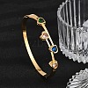 Heart 304 Stainless Steel Glass Rhinestone Bangles BJEW-L610-17G-3