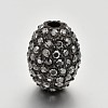 Gunmetal Tone Alloy Grade A Rhinestone Oval Beads RB-J323-02-1