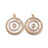 Flat Round Brass Micro Pave Cubic Zirconia Pendants KK-G406-19G-2