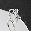 925 Sterling Silver Bowknot Adjustable Rings for Women RJEW-R008-02S-03-1