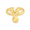 Brass Letter Open Cuff Rings for Women RJEW-G313-01Y-G-2